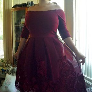 Burgundy Off-the-Shoulder Dress